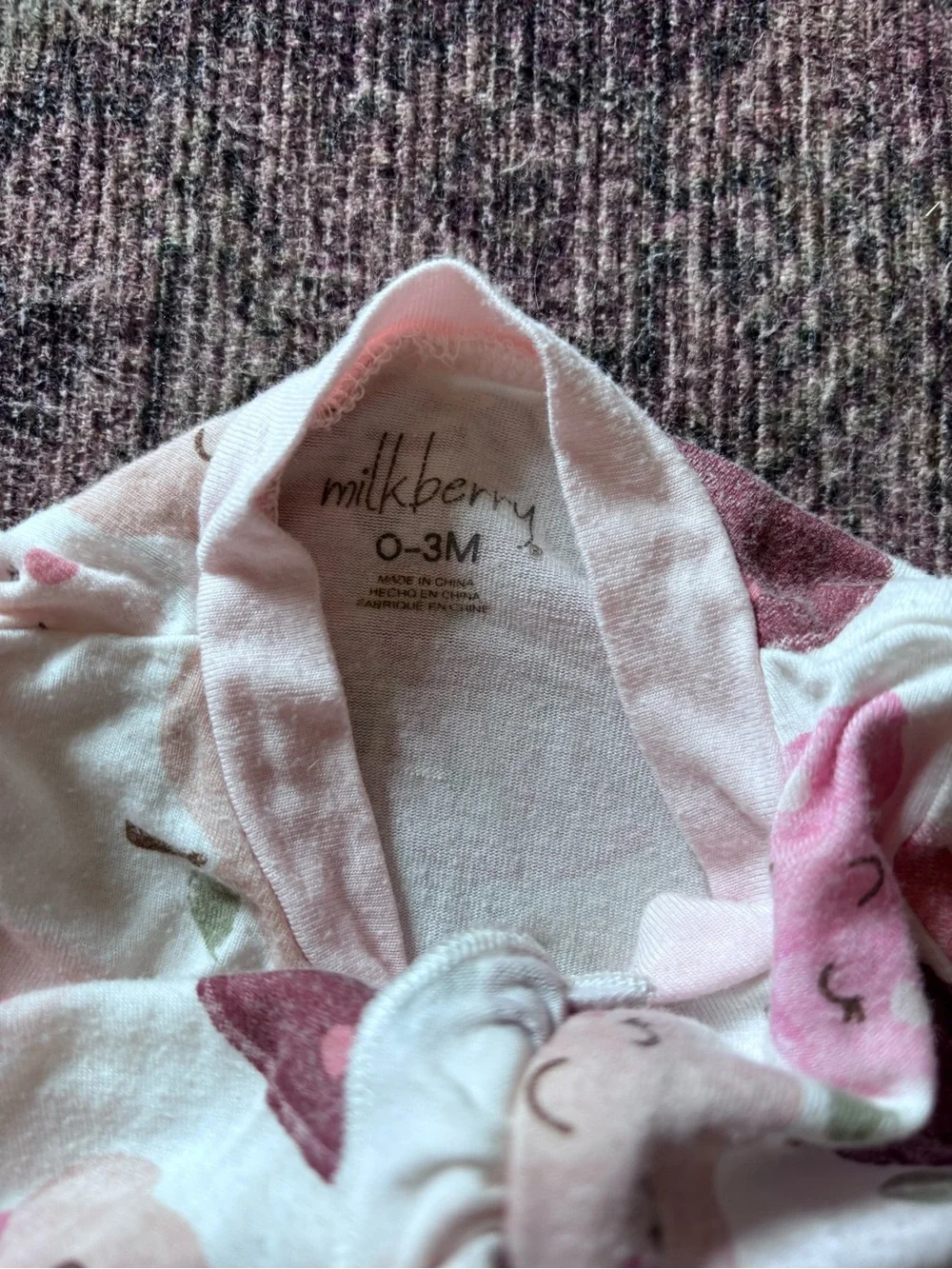 Milkberry Pink & Purple Apple-Print Footie with Headband